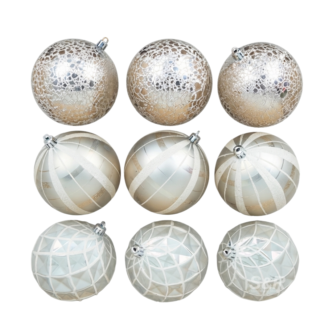 Simply Christmas 10cm Chistmas Balls Silver 9 Pieces